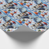 Border Collie Dog Christmas Snow Agility Fun Cadeaupapier (Hoek)