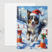 Border Collie Dog Christmas Snow Agility Fun Feestdagenkaart (Voorkant / Achterkant)