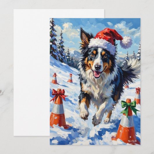 Border Collie Dog Christmas Snow Agility Fun Feestdagenkaart (Voorkant / Achterkant)