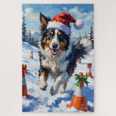 Border Collie Dog Christmas Snow Agility Fun Legpuzzel (Verticaal)