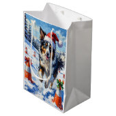 Border Collie Dog Christmas Snow Agility Fun Medium Cadeauzakje (Voorkant Gekanteld)