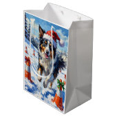 Border Collie Dog Christmas Snow Agility Fun Medium Cadeauzakje (Achterkant Gekanteld)