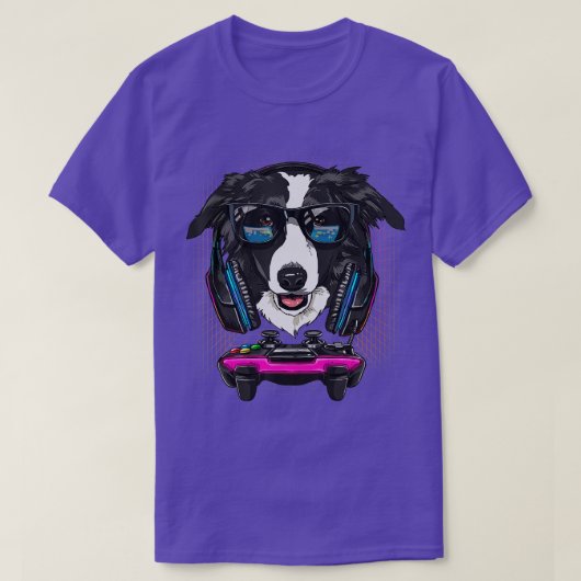 Border Collie Dog Computer Video Game Lover Gamin T-shirt (Design voorkant)