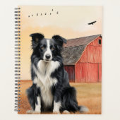 Border Collie Dog Country Western Red Barn Planner (Voorkant)