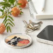 Border Collie Dog Country Western Red Barn Sleutelhanger (Zijkant)