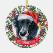 Border Collie Dog Custom Santa Kerstmis Ornament (Voorkant)