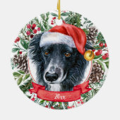 Border Collie Dog Custom Santa Kerstmis Ornament (Achterkant)