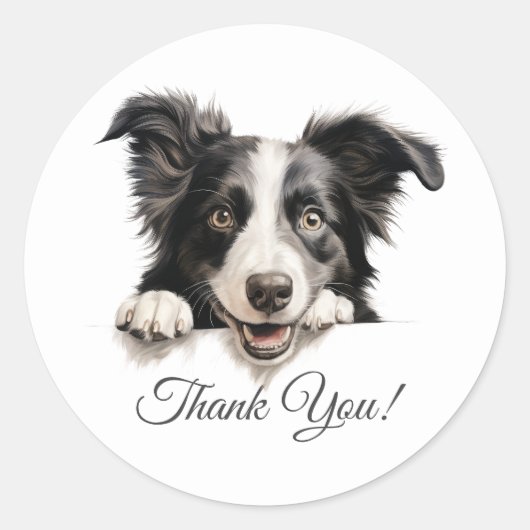 Border Collie Dog Dank je wel Ronde Sticker (Voorkant)