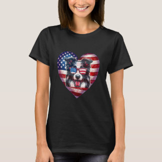 Border Collie Dog dog lover dog mom Patriotic Meri T-shirt