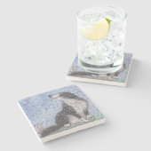 Border Collie Dog, Dreaming of Blossom Time Stenen Onderzetter (Zijkant)