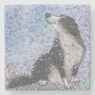 Border Collie Dog, Dreaming of Blossom Time Stenen Onderzetter