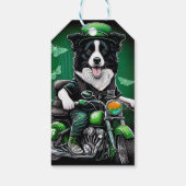 Border Collie Dog Driving Bike St. Patrick's Day Cadeaulabel (Achterkant)