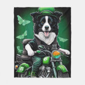 Border Collie Dog Driving Bike St. Patrick's Day Fleece Deken (Voorkant)