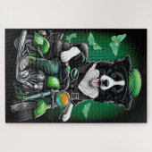Border Collie Dog Driving Bike St. Patrick's Day Legpuzzel (Horizontaal)