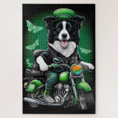 Border Collie Dog Driving Bike St. Patrick's Day Legpuzzel (Verticaal)