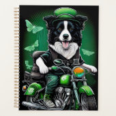 Border Collie Dog Driving Bike St. Patrick's Day Planner (Voorkant)