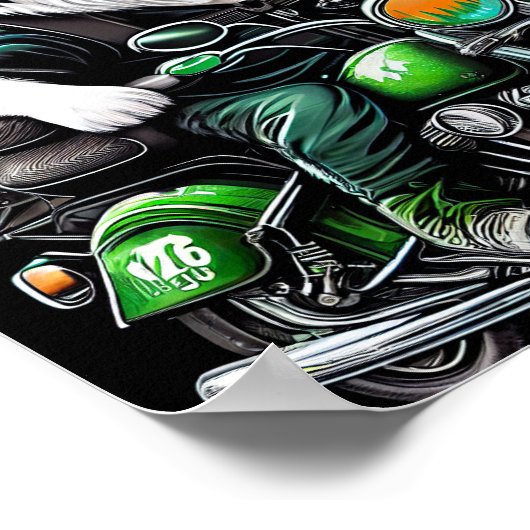 Border Collie Dog Driving Bike St. Patrick's Day Poster (Hoek)