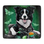 Border Collie Dog Driving Bike St. Patrick's Day Snijplank (Voorkant)