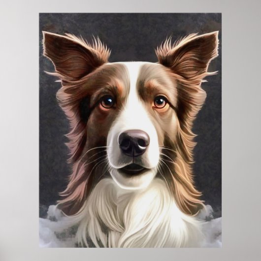 Border Collie Dog Fine Art Pet Portret Poster (Voorkant)