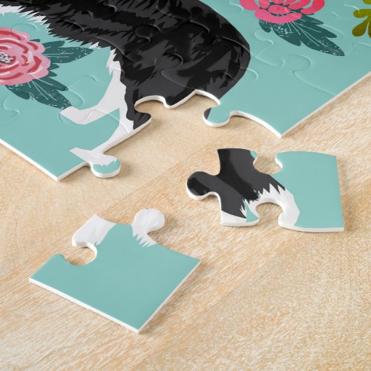 Border Collie Dog Florals Legpuzzel (Zijkant)