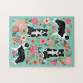 Border Collie Dog Florals Legpuzzel (Horizontaal)