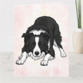 Border Collie Dog Folded Greeting Card Kaart (Voorkant)