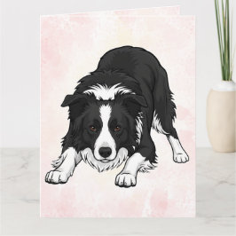 Border Collie Dog Folded Greeting Card Kaart