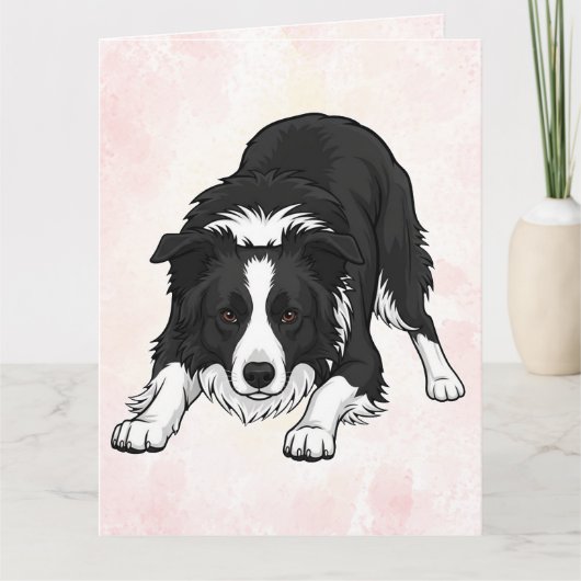 Border Collie Dog Folded Greeting Card Kaart (Voorkant)