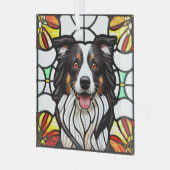 Border Collie Dog "Glas in lood" Glas Ornament (Voorkant links)