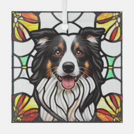 Border Collie Dog "Glas in lood" Glas Ornament