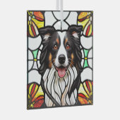 Border Collie Dog "Glas in lood" Glas Ornament (Voorkant Rechts)