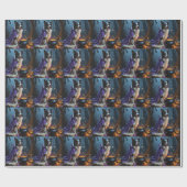 Border Collie Dog grillige Halloween schilderij Cadeaupapier (Vlak)