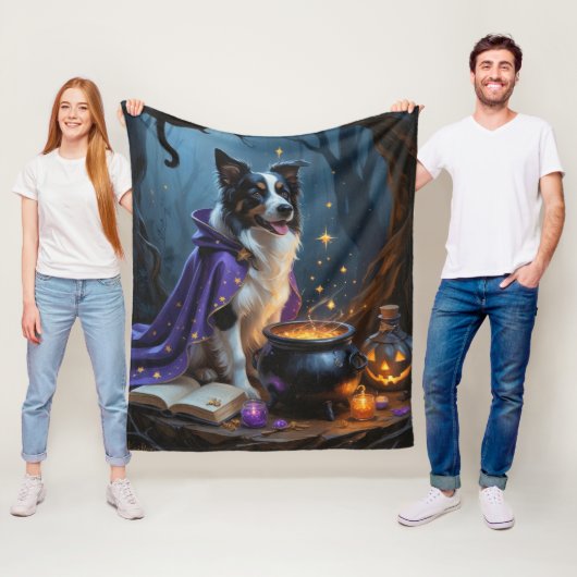 Border Collie Dog grillige Halloween schilderij Fleece Deken (In situ)