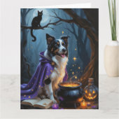 Border Collie Dog grillige Halloween schilderij Kaart (Voorkant)