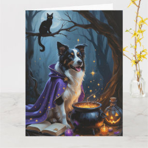 Border Collie Dog grillige Halloween schilderij Kaart