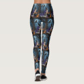 Border Collie Dog grillige Halloween schilderij Leggings (Achterkant)