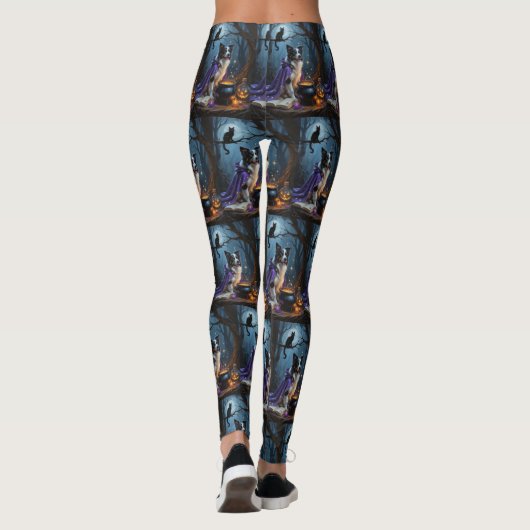 Border Collie Dog grillige Halloween schilderij Leggings (Achterkant)