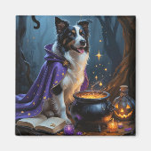 Border Collie Dog grillige Halloween schilderij Magneet (Voorkant)