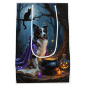 Border Collie Dog grillige Halloween schilderij Medium Cadeauzakje (Achterkant)