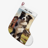 Border Collie Dog Grote Kerstsok (Voorkant (Hangend))