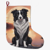 Border Collie Dog Grote Kerstsok (Voorkant)