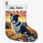 Border Collie Dog Grote Kerstsok (Voorkant)