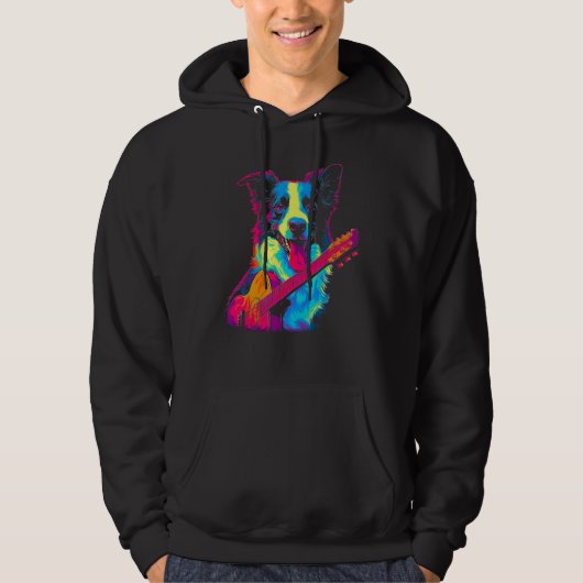 Border Collie Dog Guitar Hoodie (Voorkant)