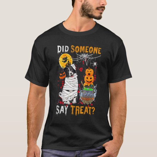Border Collie Dog Halloween heeft iemand Treat gez T-shirt (Voorkant)