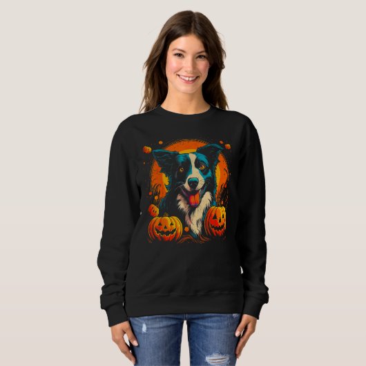 Border Collie Dog Halloween Theme Trui (Voorkant volledig)