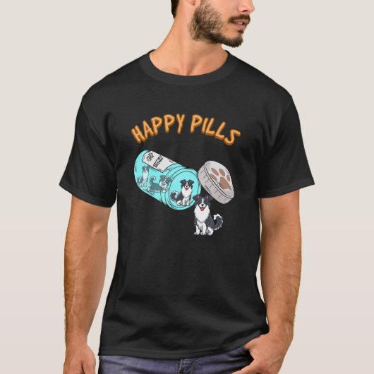 Border Collie Dog Happy Pills T-shirt (Voorkant)