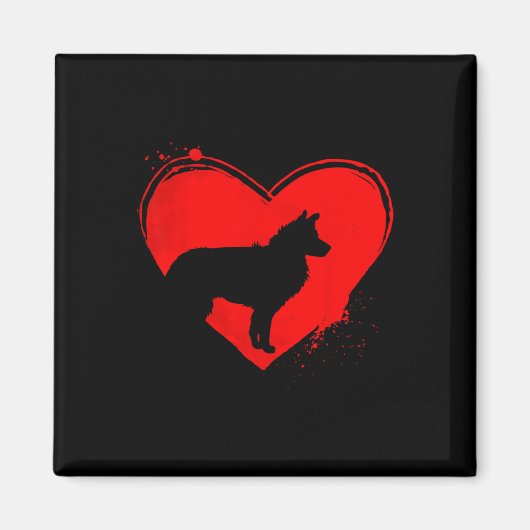 Border Collie Dog Heart Shape Valentijn Hondenlief Magneet (Voorkant)