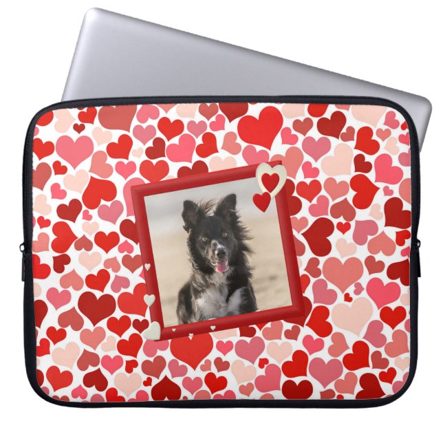 Border Collie Dog Hearts Laptop Mouwen Laptop Sleeve (Voorkant)