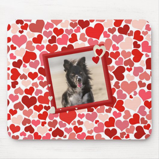 Border Collie Dog Hearts Mousepad Muismat (Voorkant)