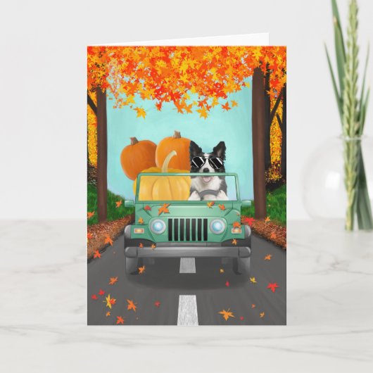 Border Collie Dog Herfst Pumpkin Kaart (Voorkant)